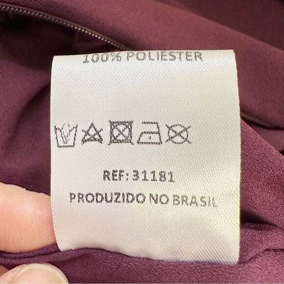 FRAMED Burgundy Deep-V Neck Evening Dress Cut-out Back Front Wrap Slit New Sz L - Picture 11 of 13